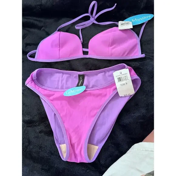 NWT MYSTIQUE LAVENDER BIKINI SMALL BOTTOM 32C TOP